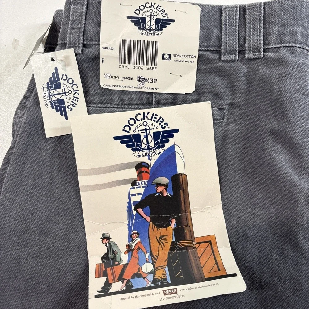 NWT 90s VTG Dockers Flat Front‎ Khakis pants Made USA 40x32 (38x31) Dead Stock